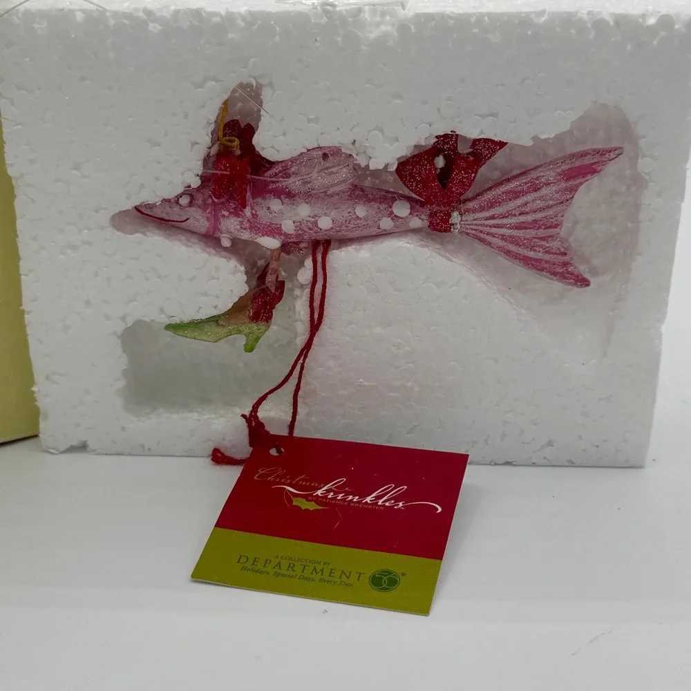 Dept 56 Christmas Krinkles Patience Brewster Pink Fish Ornament 56.36060 NIB